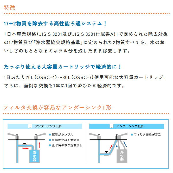 アンダーシンクII形浄水器 キッツマイクロフィルター 家庭用オアシックス OSS-A カ...