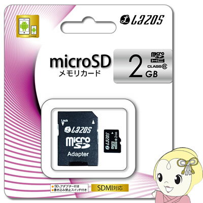 【5/15限定 最大4000円OFFクーポン発行】L-2MS6 LAZOS リーダーメディアテクノ microSDHCメモリーカード 2GB CLASS6【KK9N0D18P】