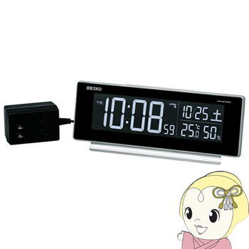 ■　SEIKO　■◆　主な特長　◆電波修正機能（40kHz/60kHz自動選局・受信OFF機能つき）アラームオートストップ機能（約5分間）スヌーズアラームモニター機能表示LED明るさ切替式（2段階）2099年までのフルオートカレンダー機能日付／アラーム時刻表示切替式温湿度表示12時間制／24時間制切替式専用ACアダプターつき◆　主な仕様　◆枠材プラスチック枠前面：プラスチックサイズ95×244×42mm重さ360gバックアップ電池CR2032(停電時などに時刻・カレンダー情報の記憶の為に駆動）簡易商品仕様ブランド名：セイコーアラーム付き：有電波時計：有温度・湿度：有素材：プラスチック