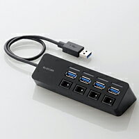 ■USB2.0の10倍の転送速度、5Gbps(理論値)を実現するUSB3.0に対応!個別スイッチ、個別アクセスランプを搭載した4ポートUSBハブ。［特徴］■転送速度5Gbpsと従来のUSB2.0の約10倍の転送速度(理論値)を実現するUSB3.0に対応したUSBハブです。 ■USB3.0対応のパソコン・機器であれば、大量のデータも高速に転送可能です。 ■USB2.0/1.1環境でも使用できるので、USB2.0/1.1対応のパソコン・機器でもそのまま接続可能です。 ■コネクタを抜き差ししやすい斜め設計を採用しています。 ■USB機器の電源をON/OFFに切り替えられる個別スイッチタイプで、個別アクセスランプを搭載しています。 ■スチール製のデスクなどにしっかりと固定できる強力マグネットを装備しています。 ■底面にラバー素材を設置し、マグネットを使わないデスクでも快適に使用できます。 ■ACアダプター不要のバスパワー専用タイプです。≪商品の概要≫■インターフェイス：USB3.0(USB2.0インターフェース接続時は、USB2.0互換で動作、USB1.1インターフェース接続時はUSB1.1互換で動作)■コネクタ形状：パソコン側(アップストリームポート):USB A(オス)、USB機器側(ダウンストリームポート):USB A(メス)x4■対応OS：Windows10、Windows 8.1、Windows 7、Windows Vista、Windows XP、Macintosh OS X 10.11 ※各OSの最新バージョンへのアップデートや、サービスパックのインストールが必要になる場合があります。■最大転送速度：USB3.0スーパースピード/5Gbps(理論値)、USB2.0ハイスピード/480Mbps(理論値)、USB1.1フルスピード12Mbps(理論値)■アップストリーム(パソコン側)ポート数：1■ダウンストリーム(周辺機器側)ポート数：4■USBケーブル方式：USB3.0■USBケーブル長：約30.0cm(コネクタ除く)■電源方式：バスパワー■供給可能電流：USB3.0接続時:4ポート合計720mA以内(各ポート180mA未満)、USB2.0接続時:4ポート合計400mA以内(各ポート100mA未満)■カラー：ブラック■外形寸法：約幅123.9×奥行36.6×高さ40.5mm(ケーブルを除く)■重量：約106.1g■動作環境：温度5〜40℃、湿度30〜80%(結露なきこと)■保証期間：6カ月（注)仕様は予告無く変更される場合があります。メーカーのホームページもご確認下さい。