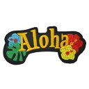 ワッペン アイロン Aloha ハワイ Hawai ブラック デザイン ハイビスカス ロゴ アップリケ わっぺん アイロンで簡単貼り付け