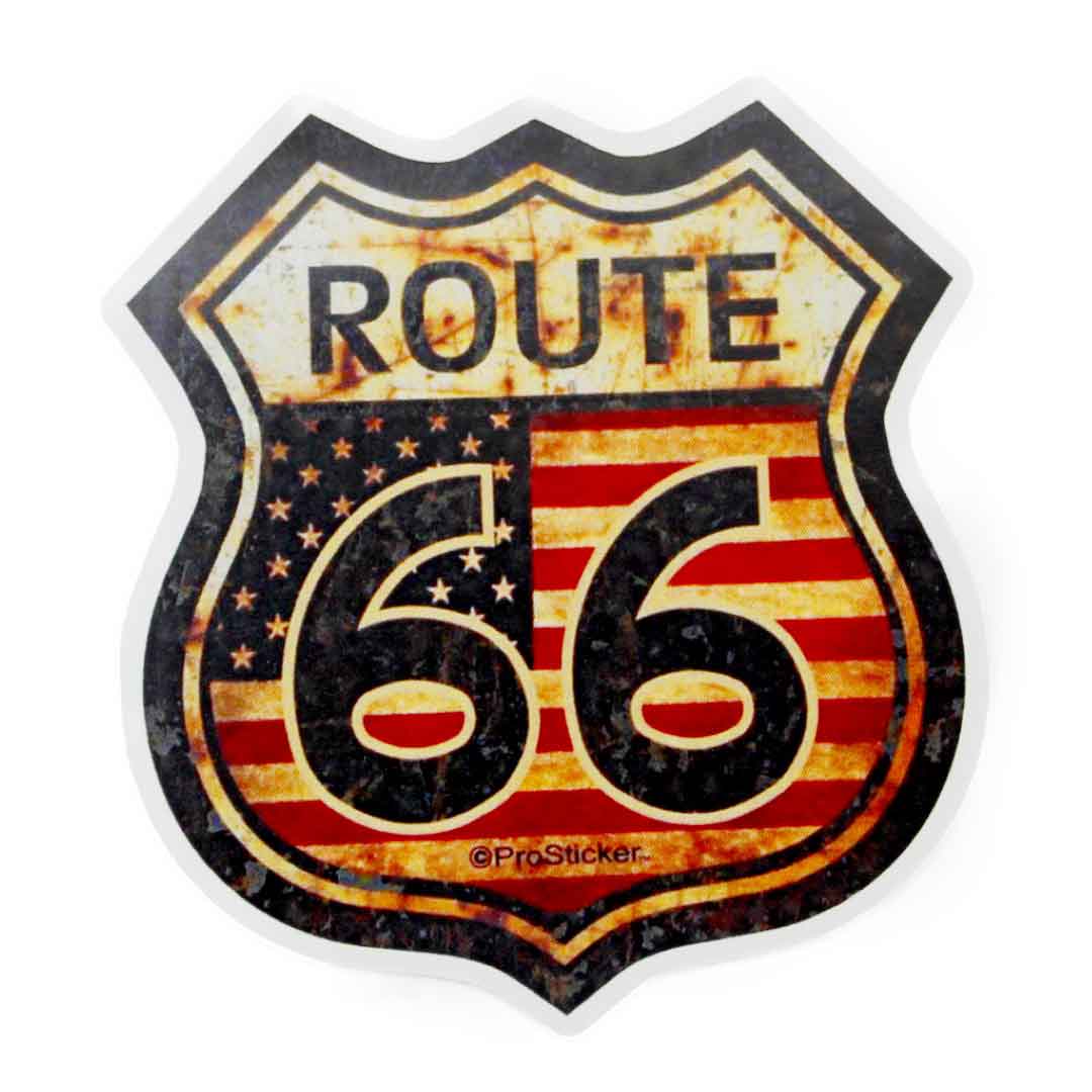 アメカジ ステッカー アート ルート66 ROUTE66 レトロ シール Sticker 防水 ブラウン