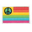 【アパレルスタッフセレクト】ワッペン アイロン PEACE フラッグ カラフル 平和 レインボー ピース デザイン メッセージ かわいい アップリケ わっぺん ...