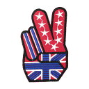 【アパレルスタッフセレクト】ワッペン アイロン PEACE ピース イングランド ユニオンジャック レッド デザイン アップリケ わっぺん アイロンで簡単貼り付...