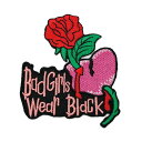 【アパレルスタッフセレクト】ワッペン アイロン BAD GIRLS WEAR BLACK メッセージ 薔薇 アップリケ わっぺん アイロンで簡単貼り付け 100...