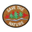【アパレルスタッフセレクト】ワッペン アイロン SAVE THE NATURE メッセージ ブラウン アップリケ わっぺん アイロンで簡単貼り付け 1000円以...