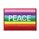 【アパレルスタッフセレクト】ワッペン アイロン PEACE フラッグ ピンク 平和 ピース レインボー メッセージ かわいい アップリケ わっぺん wappen...