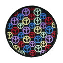 【アパレルスタッフセレクト】ワッペン アイロン PEACE ピース マーク カラフル ブラック 平和 デザイン アップリケ わっぺん wappen アイロンで簡...