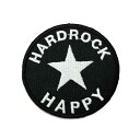 【アパレルスタッフセレクト】ワッペン アイロン HARD ROCK HAPPY スター 星 ロック ブラック アップリケ わっぺん アイロンで簡単貼り付け 1000円以上お買い上げでゆうパケット便送料無料