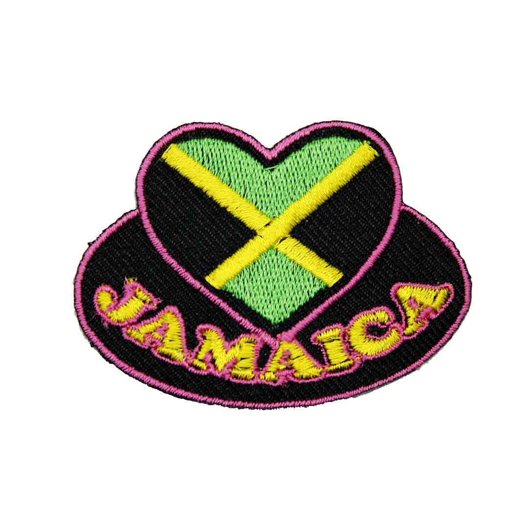 【アパレルスタッフセレクト】ワッペン アイロン アップリケ JAMAICA ジャマイカ ハート レゲエ 音楽 デザイン wappen アイロンで簡単貼り付け 1000円以上お買い上げでゆうパケット便送料無料