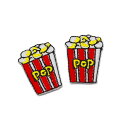 【アパレルスタッフセレクト】ワッペン アイロン ミニサイズ 2枚セット ポップコーン お菓子 かわいい 2P アップリケ わっぺん 小さい アイロンで簡単貼り付...