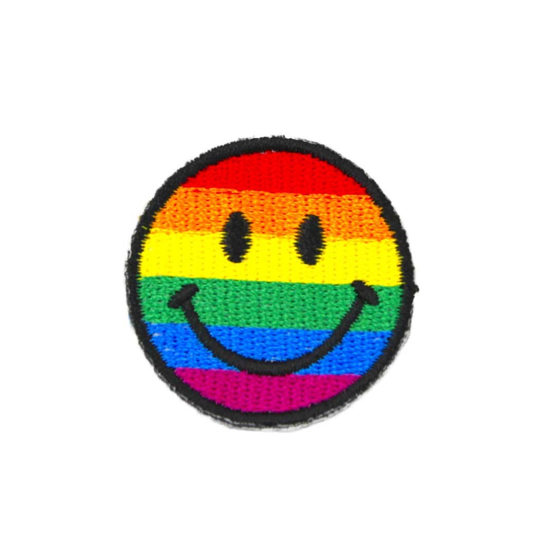ワッペン アイロン ミニサイズ にこちゃん スマイル レインボー かわいい アップリケ わっぺん 小さい ..