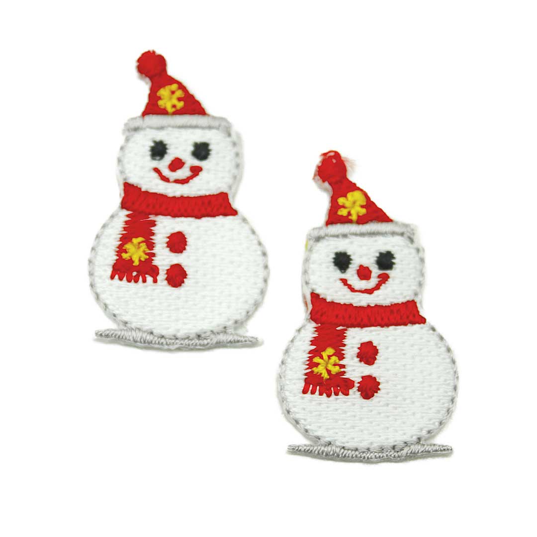 ワッペン アイロン ミニサイズ 2枚セット 2P ミニサイズ 雪だるま スノーマン 冬 かわいい アップリケ わっぺん 小さい アイロンで簡単貼り付けのサムネイル