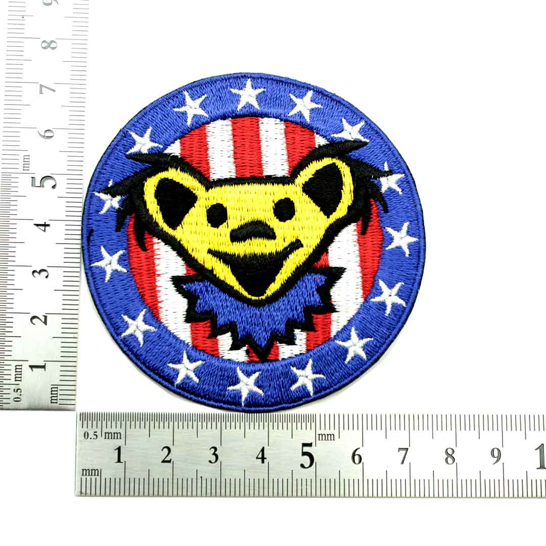 【アパレルスタッフセレクト】ワッペン アイロン DEAD BEAR デッドベア ブルー 丸形 キャラクター アップリケ わっぺん アイロンで簡単貼り付け 1000円以上お買い上げでゆうパケット便送料無料 2