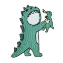 【アパレルスタッフセレクト】ワッペン アイロン 恐竜 グリーン 動物 Dinosaurs キャラクター かわいい デザイン アップリケ わっぺん wappen ...