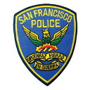 【アパレルスタッフセレクト】ワッペン アイロン SANFRANCISCO POLICE エンブレム 紋章 ポリス 警察 ブルー アップリケ わっぺん wappe...