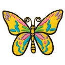 【アパレルスタッフセレクト】ワッペン Butterfly 蝶 イエロー デザイン ちょうちょ アップリケ わっぺん アイロンで簡単貼り付け 1000円以上お買い...
