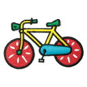 【アパレルスタッフセレクト】ワッペン アイロン 自転車 チャリンコ 乗り物 カラフル イエロー バイク アップリケ わっぺん wappen アイロンで簡単貼り付...