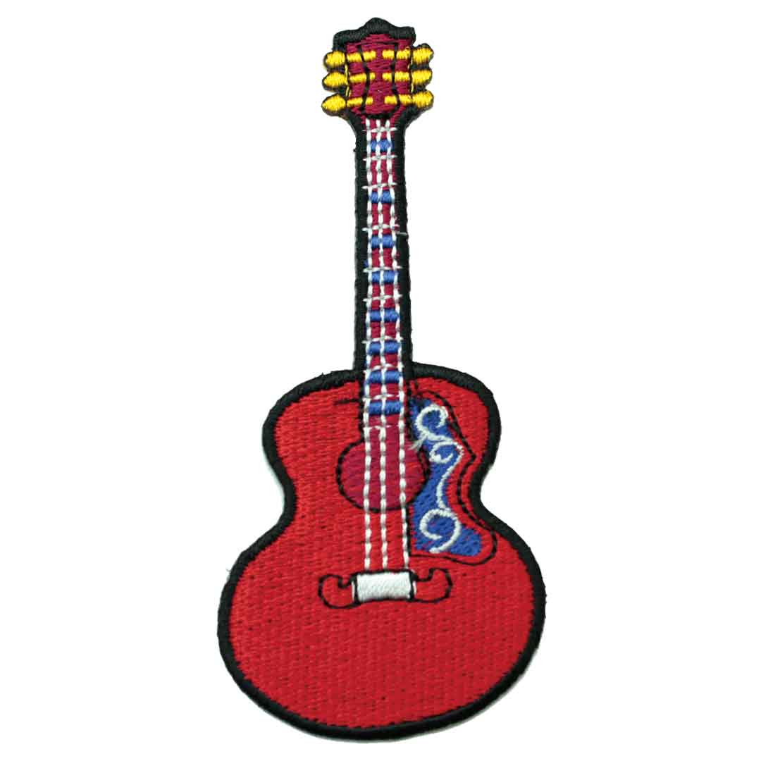 【アパレルスタッフセレクト】ワッペン ギター Guitar レッド アップリケ MUSIC 音楽 わっぺん wappen アイロンで簡単貼り付け 1000円以上お買い上げでゆうパケット便送料無料