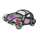 【アパレルスタッフセレクト】ワッペン アイロン ワーゲン ヒッピー レトロ アート グレー 車 CAR デザイン アップリケ わっぺん パッチ 膝あて アイロン...