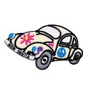 【アパレルスタッフセレクト】ワッペン アイロン ワーゲン ヒッピー レトロ アート ベージュ 車 CAR デザイン アップリケ わっぺん パッチ 膝あて アイロ...
