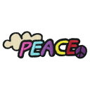 ワッペン アイロン PEACE ピース カラフル ベージュ 平和 メッセージ デザイン アップリケ わっぺんwappen アイロンで簡単貼り付け 1000円以上お買い上げでゆうパケット便送料無料