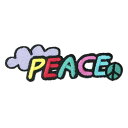 【アパレルスタッフセレクト】ワッペン アイロン PEACE ピース カラフル パープル 平和 メッセージ デザイン アップリケ わっぺんwappen アイロンで...