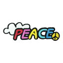 ワッペン アイロン PEACE ピース カラフル ホワイト 平和 メッセージ デザイン アップリケ わっぺんwappen アイロンで簡単貼り付け 1000円以上お買い上げでゆうパケット便送料無料