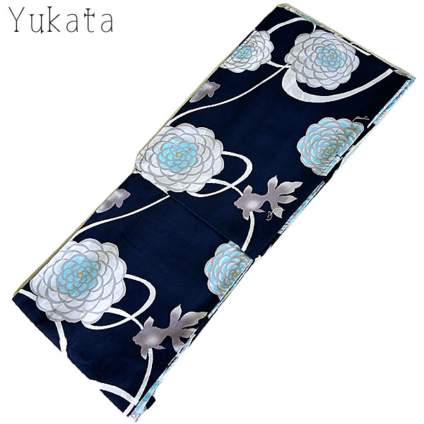 浴衣 レディース 紺 金魚 綿 夏物 ゆかた フリーサイズ 花 お仕立て上がり プレタ浴衣 ゆかた フリー 女性用 仕立て上がり 20-1