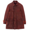 新着【中古】 超美品 ブリオーニ Brioni 最高峰 フルグレインレザー スエード シルクライナー カーコート ジャケット 50 L ボルド 襟脱着可 メンズ...