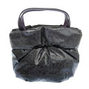 楽天スーパーセール!【中古】超美品 アナスイ ANNA SUI 現行タグ 花柄プリント パディング ハンド トートバッグ 黒 紫