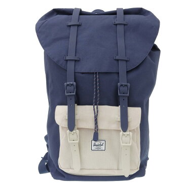 新着【中古】超美品 Herschel Supply ハーシェルサプライ ブルー×ホワイト バイカラー バックパック リュックサック ラバーストラップ キャンバス