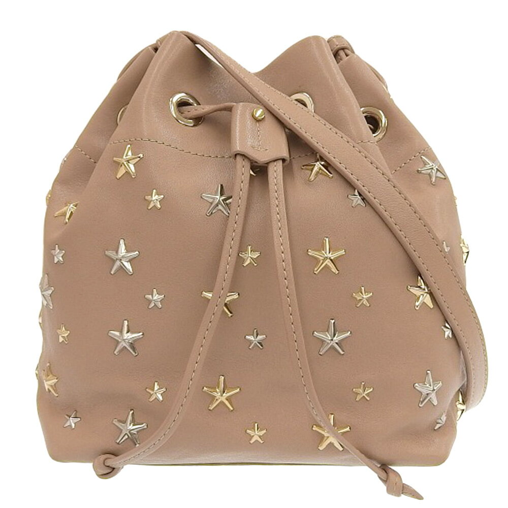 新着【中古】超美品 ジミーチュウ 現行販売商品 JUNO ジュノ バスケット スタースタッズ ショルダーバッグ ベージュ 定価155000円のサムネイル