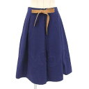 新着【中古】超美品 ミュウミュウ Miumiu 2000年代 ミレニアムヴィンテージ レザー ベルト飾り フレアスカート 42 ひざ丈