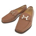 楽天スーパーセール!【中古】エルメス HERMES 90年代イタリア製 コンスタンス H金具 レザー ローファー 36 スクエアトゥ レディース モカシン 数回...