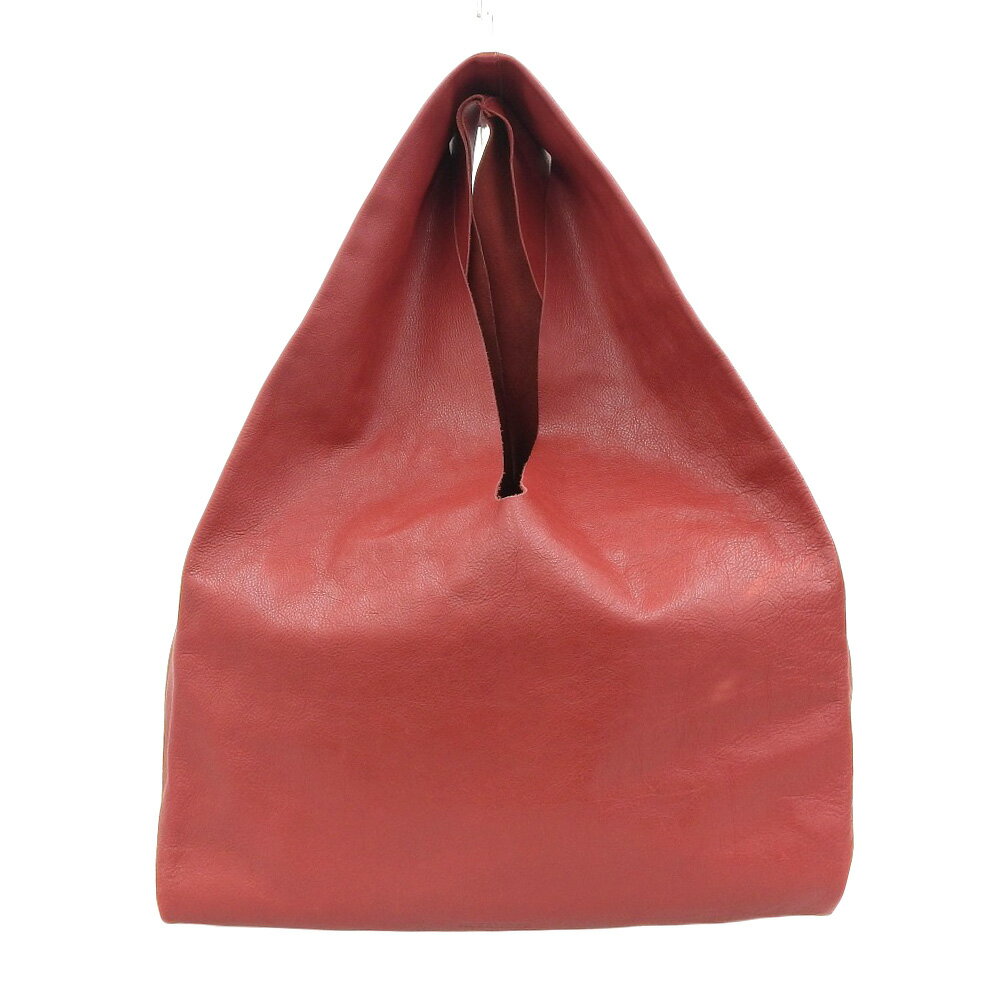 楽天スーパーセール！【中古】超美品 ジルサンダー JIL SANDER 現行ロゴ 2枚革 レザー ショルダー トートバッグ シボ革×スムース ダブルフェイス レディース