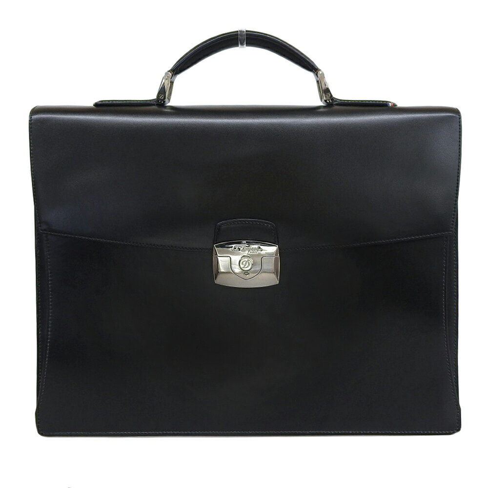 新着【中古】超美品 STデュポン S.T. Dupont 現行販売商品 LINE D SERVIETTE ボックスカーフ ブリーフケース 黒 定価288000円 ほぼ未使用
