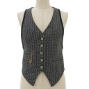 【中古】 超美品 ルイヴィトン LOUIS VUITTON 2020ss ゴールド コインチャーム付 ウール チェック ベスト 34 レディース