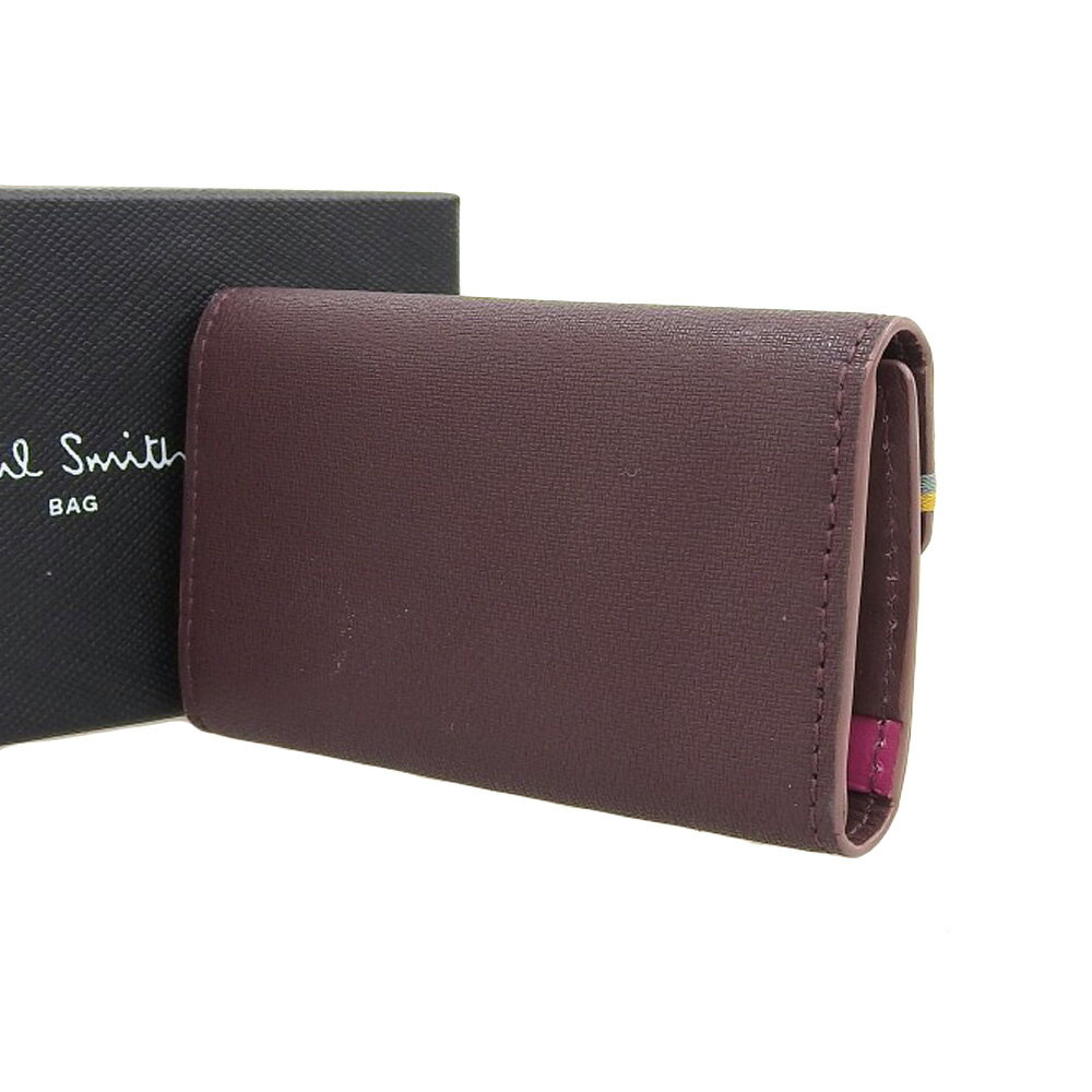 楽天スーパーセール！【中古】超美品 箱付 ポールスミス Paul Smith 現行販売商品 BPW261 ハイライトステッチ レザー キーケース 4連 レディース 定価22000円 ほぼ未使用