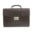 楽天スーパーセール!【中古】未使用 プラダ PRADA VR0006 2ルーム レザー ブリーフケース 鍵付き 茶 メンズ ビジネスバッグ