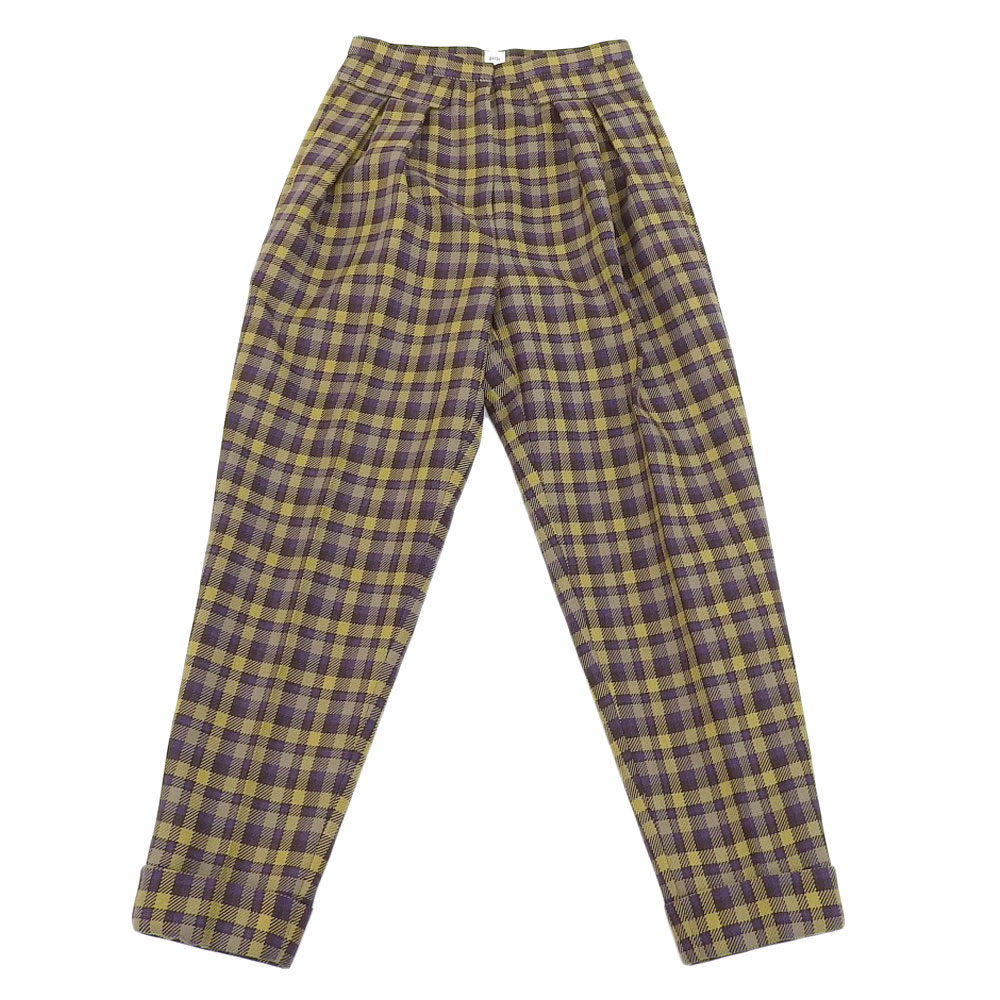 楽天スーパーセール！【中古】超美品 エリン ELIN 2020年商品 チェッククロップドパンツ テーパード 36 12005-21-2209 レディース 20AW