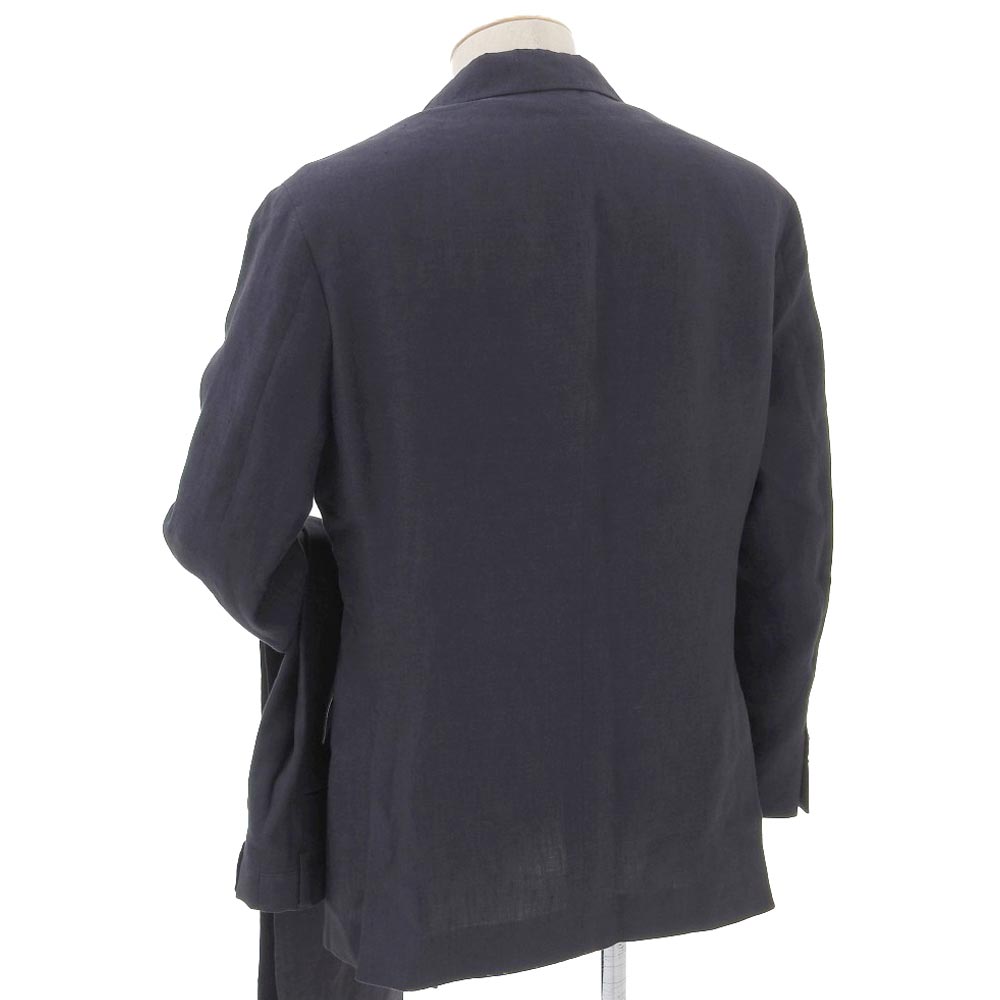 【中古】 美品 エトロ ETRO 2023年 HOLY MOOD リネン100% ドレス テーラード スーツ 2ピース ジャケット スラックス 48 M2つ釦 紺 メンズ ビジネス