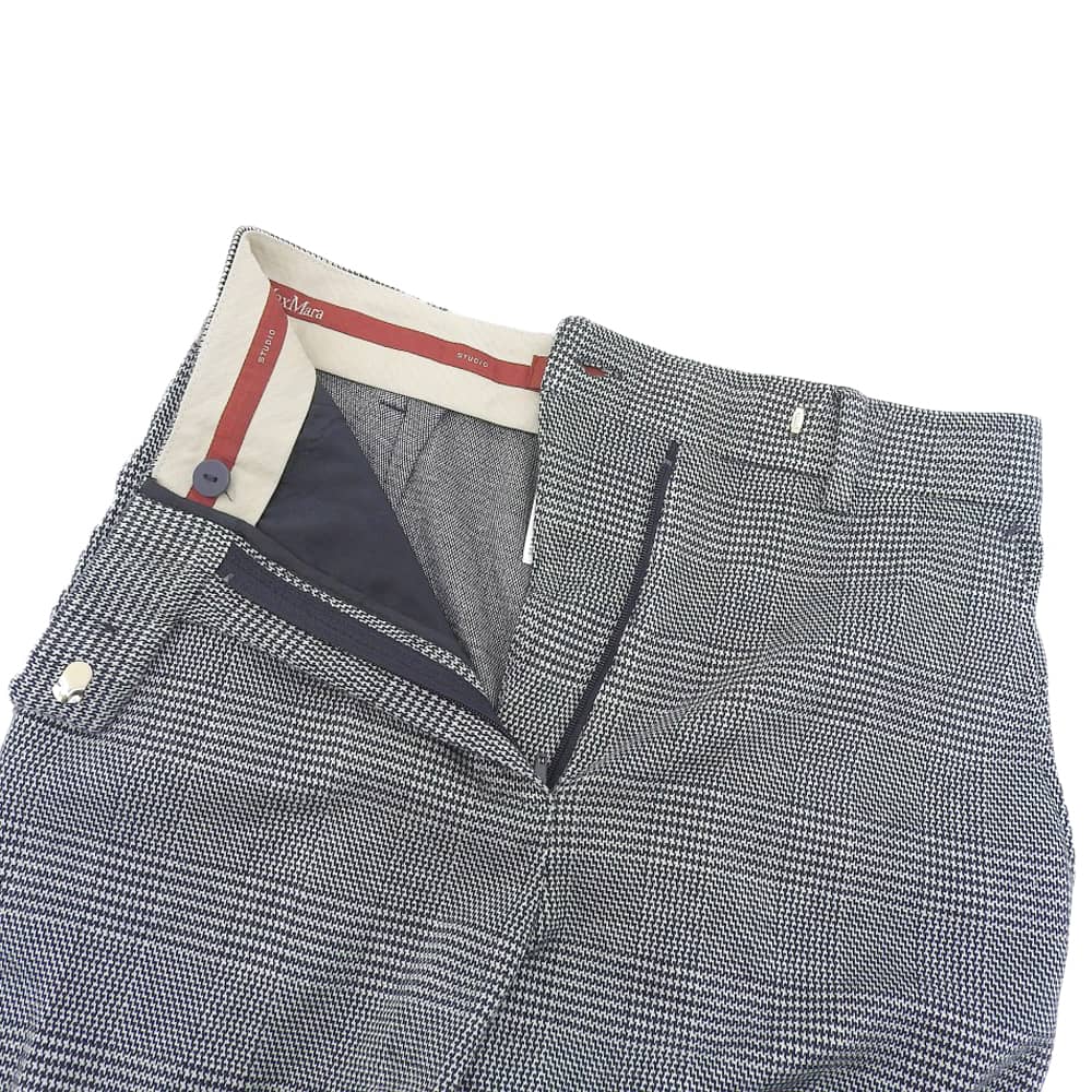 【中古】 タグ付未使用 マックスマーラ MAX MARA 2023年商品 千鳥格子柄 ストレート スキニーパンツ 38 レディース 23678102376