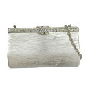 楽天スーパーセール!【中古】美品 ロド RODO イタリア製 ヴィンテージ シルバー クリスタル 2way チェーン ショルダー クラッチ パーティ バッグ ポ...
