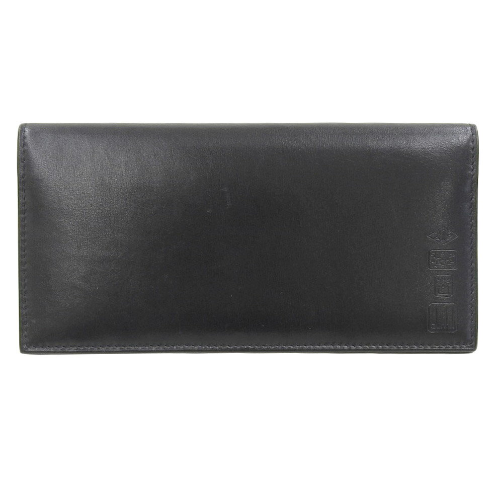 【中古】 箱付超美品 ダンヒル Dunhill FV1000A ボックスカーフ レザー ウォレット 二つ折り長財布 札入 カード6枚 黒 メンズ ビジネス ほぼ未使用