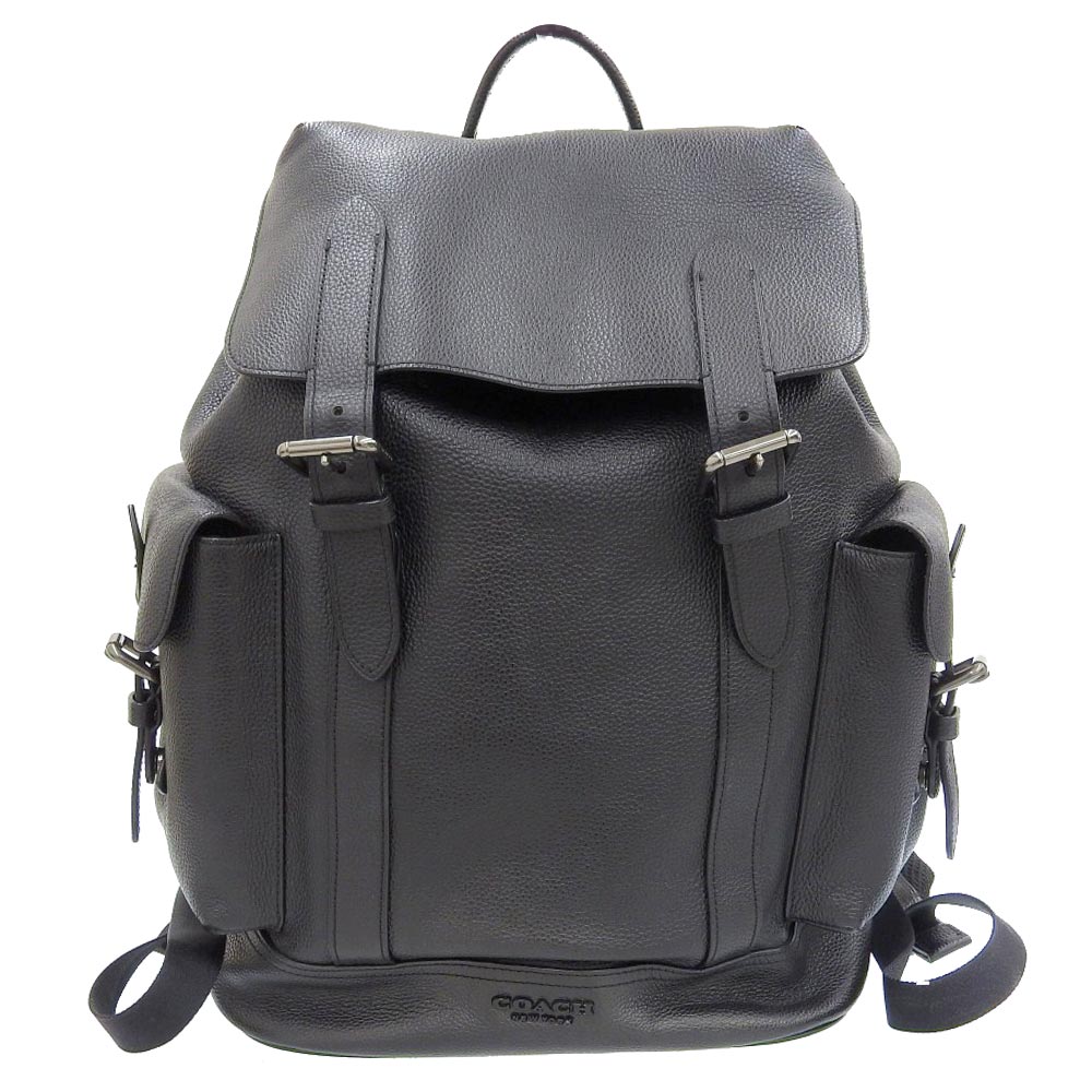 新着【中古】美品 コーチ 2020年商品 HUDSON BACKPACK 89896 ハドソン レザー バックパック リュック バッグ 黒 メンズ レディース 旅 定価143000円