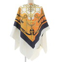 【中古】 箱付超美品 エルメス HERMES 2014年商品 Eperon d'or 黄金の拍車 スラブ シルク100% スカーフ ポンチョ 超レア レディース メンズ ほぼ未使用