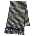 【中古】 超美品 マックスマーラ MAX MARA 現行タグ ギンガムチェック モノトーン リバーシブル ウール ニット フリンジ マフラー 225×37cm 千鳥 黒 白(4)
