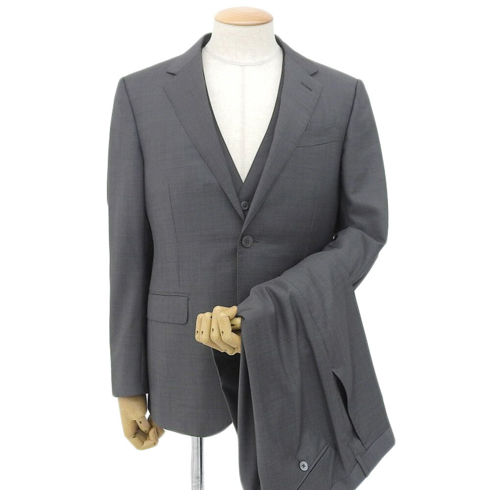 【中古】 超美品 エルメネジルドゼニア Ermenegildo Zegna 現行タグ su misura スミズーラウール 内生地シルクペイズリー 3ピース スーツ 48 ほぼ未使用