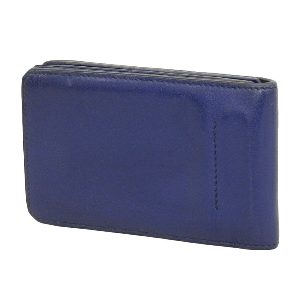 【中古】 美品 エルメス HERMES 2016年商品 AM 012 UH レザーカードケース パス 名刺 二つ折り ホルダー 財布 ブルー レア メンズ レディース ビジネス 旅 2